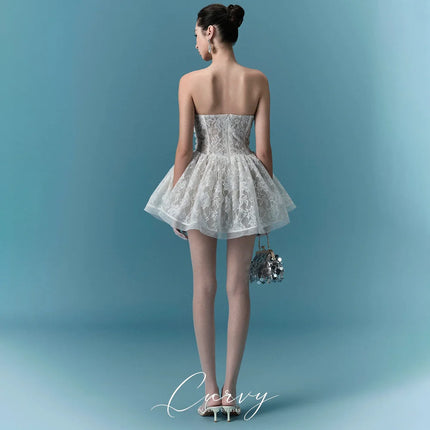 Curvy Elegant Vintage Floral Lace Prom Gown Strapless A Line Mini Skirt Birthday Party Customized for Women 2026 curvy-elegant-vintage-floral-lace-prom-gown-strapless-a-line-mini-skirt-birthday-party-customized-for-women-2026