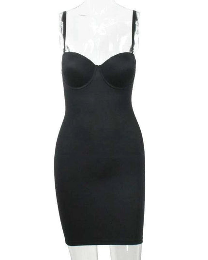 Chic Empire Waist Underwire Slip Dress in Black & Nude