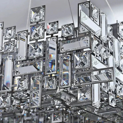 Modern LED Crystal Chandelier — Square & Linear, Custom Sizes