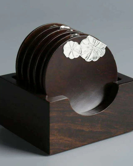 Elegant Ebony Square Zen Tea Ceremony Set with Wooden Tray