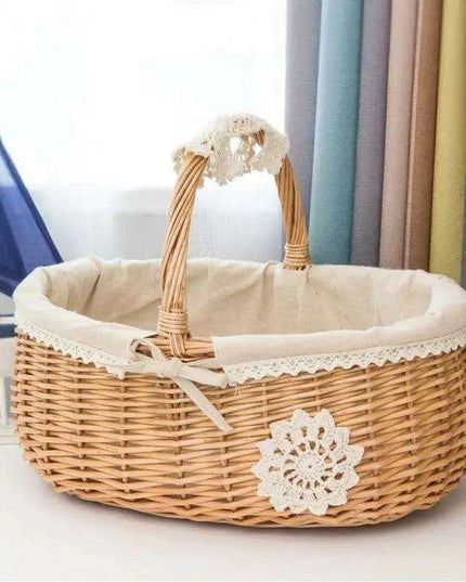 Eco-Chic Handcrafted Wicker Storage Basket with Washable Liner