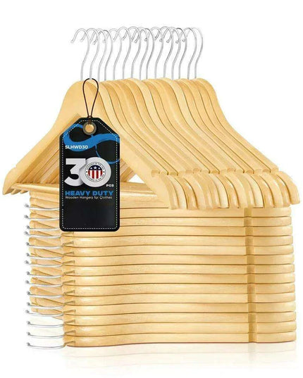 Elegant Wooden Suit Hangers Set of 30 for Ultimate Closet Style