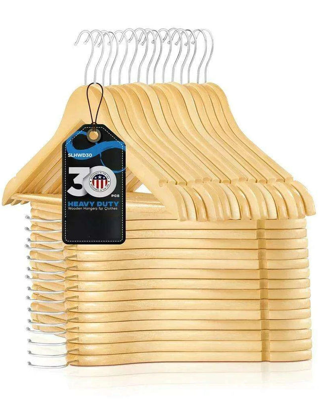 Elegant Wooden Suit Hangers Set of 30 for Ultimate Closet Style