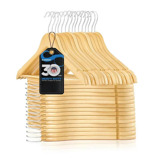 Elegant Wooden Suit Hangers Set of 30 for Ultimate Closet Style