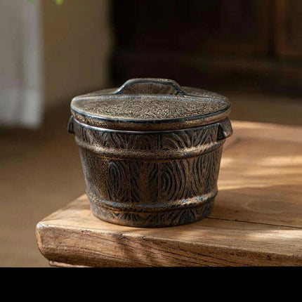 Elegant Vintage Gilt Ceramic Tea Pot - Artistic Storage Solution and Stylish Home Accent