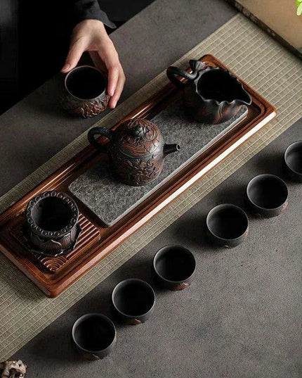 Yunnan Handcrafted Purple Pottery Tea Ceremony Set: Gaiwan Teapot and Cups for Elegant Brewing