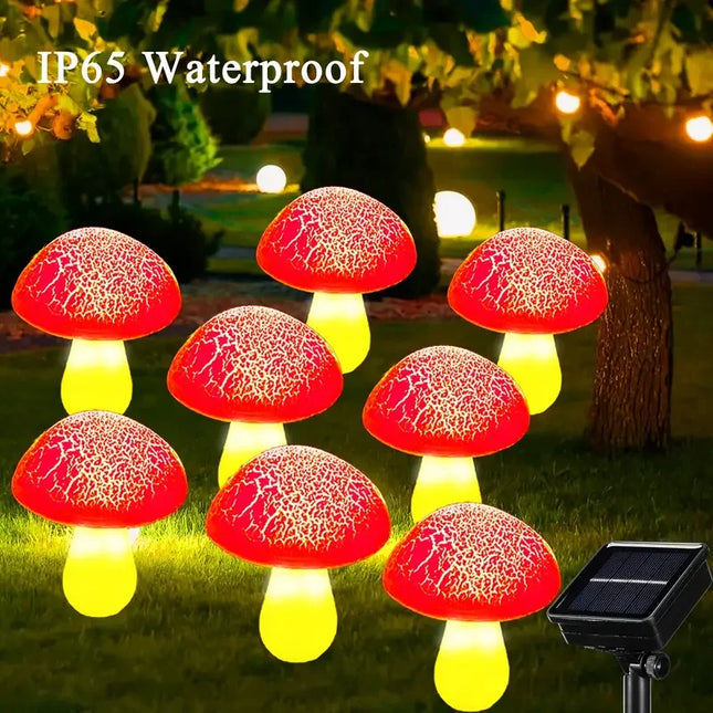 Qe Light Solar Crack Mushroom Garden Lights - Durable ABS, Waterproof