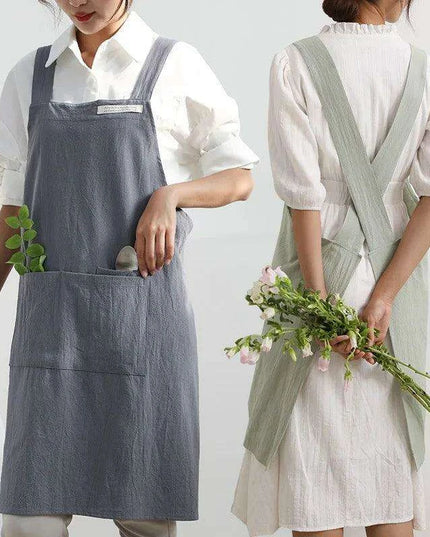 Stylish Denim and Linen Blend Apron for Women - Perfect for Cooking and Crafting