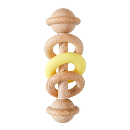 Eco-Friendly Handmade Crochet Baby Rattle with Wooden Teether