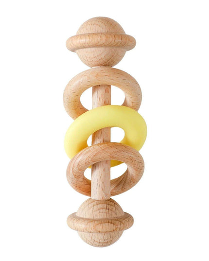 Eco-Friendly Handmade Crochet Baby Rattle with Wooden Teether