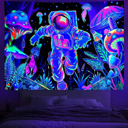 Neon Skull Tapestry Set - Eye-Catching UV Reactive Halloween Decor for Your Home