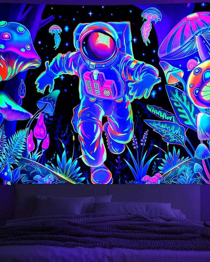Neon Skull Tapestry Set - Eye-Catching UV Reactive Halloween Decor for Your Home