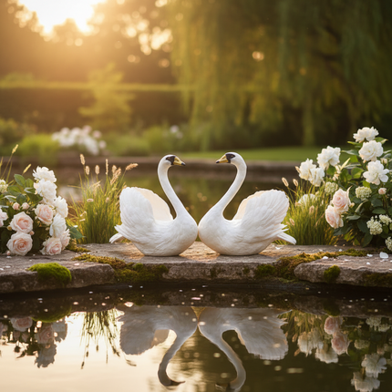 Realistic Swan Garden Decoration — Foam & Feather, 50×55 cm