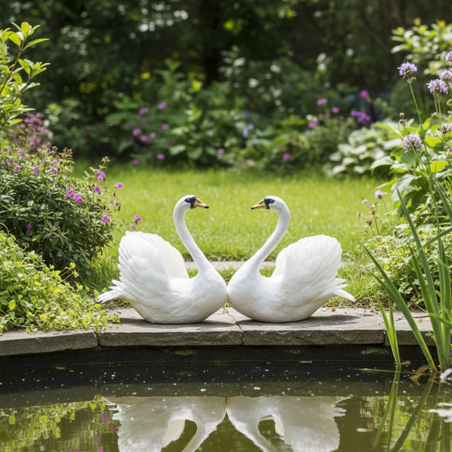 Realistic Large Swan Garden Decoration — Foam & Feather, 50×55cm