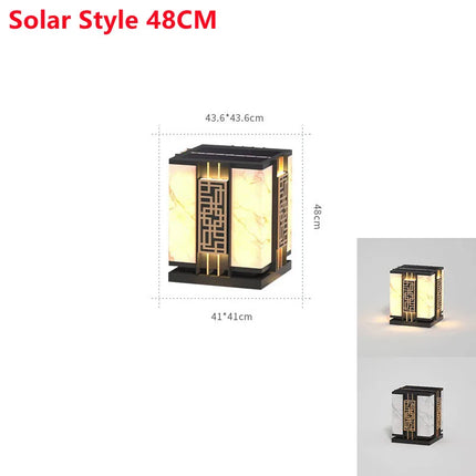 Marble Pillar LED Lawn Light — Solar & Mains, IP65 Outdoor