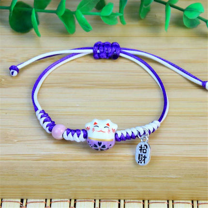 Charming Kawaii Cat Couple Love Bracelet – Adorable Braided Accessory from Japan