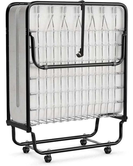 Portable Folding Guest Bed with Memory Foam Mattress and Durable Steel Frame on Wheels