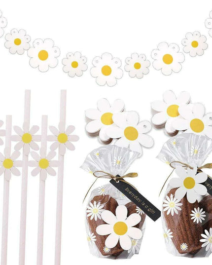 Daisy Dreams Celebration Decor Bundle with Banners, Straws, Stickers, and Labels for Unforgettable Events