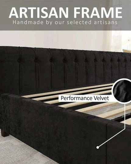 Opulent Handcrafted Velvet King Sleigh Bed - Sophisticated Style & Exceptional Comfort