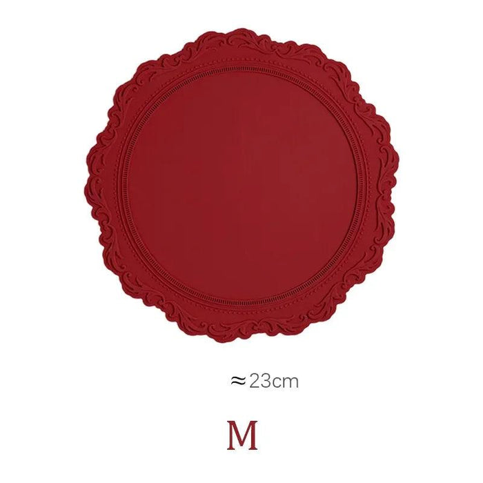 Embossed Elliptic Flower Silicone Placemat Set for Stylish Table Settings