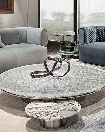 Elegant Round Marble Corner Coffee Table - Chic Nesting Design for Any Space