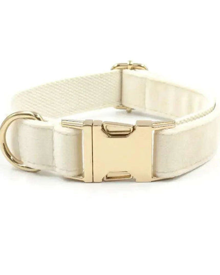 Personalized Luxury Velvet Dog Collar with Engraved Name Tag and Matching Leash