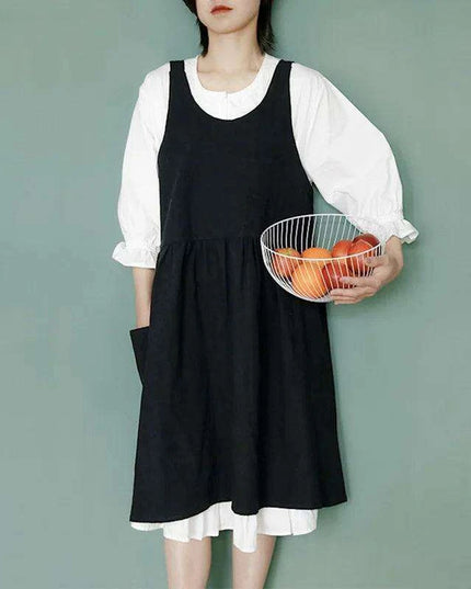 Chic Ruffled Cotton-Linen Apron for Women - Ideal for Cooking and Floral Creativity