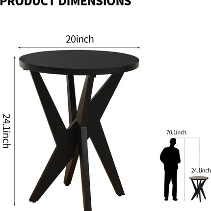 Shop1105673279 Modern Round End Table Set of 2, MDF Top, Crossed Legs