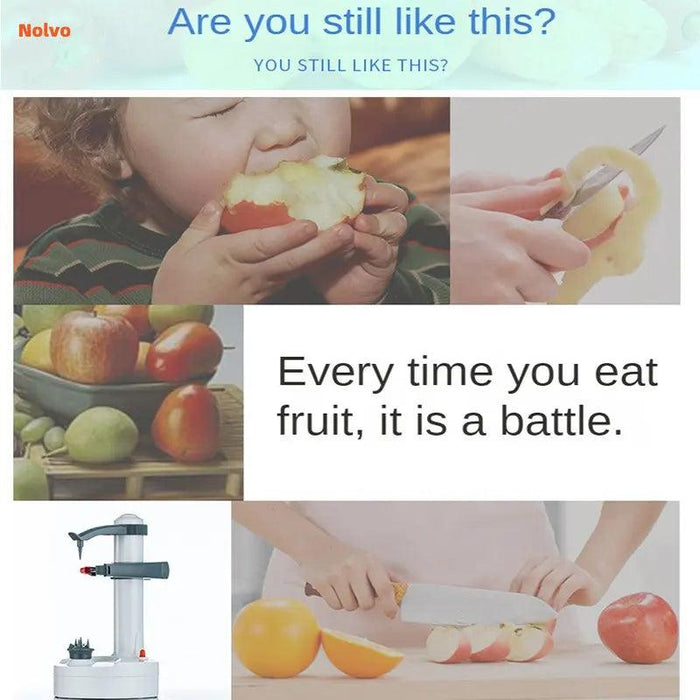 Hands-Free Electric Fruit and Vegetable Peeler with Adjustable Fork - Quick and Easy Peeling Solution