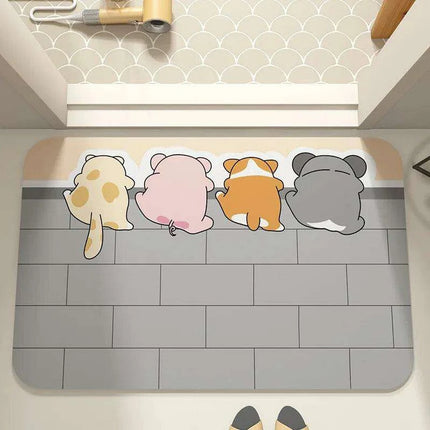 Cartoon-Inspired Diatomite Quick-Drying Bath Mat - Fun and Functional Home Rug