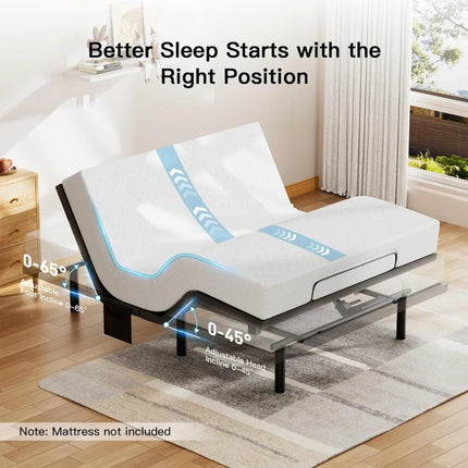 Twin XL Adjustable Bed Frame, Electric Base with Head/Foot Incline, USB-A & USB-C, LED Light, 4 Leg Heights, Easy Assembly twin-xl-adjustable-bed-frame-electric-base-with-head-foot-incline-usb-a-usb-c-led-light-4-leg-heights-easy-assembly