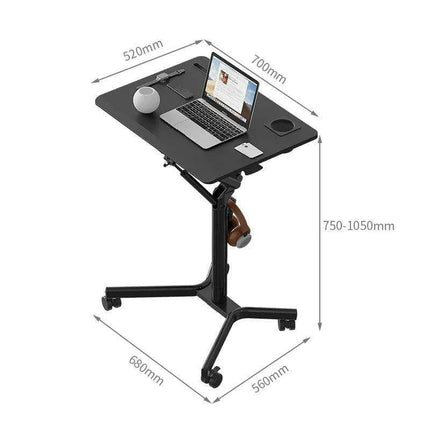 Mobile Height-Adjustable Laptop Desk with Gas Spring Lift for Versatile Home and Office Use