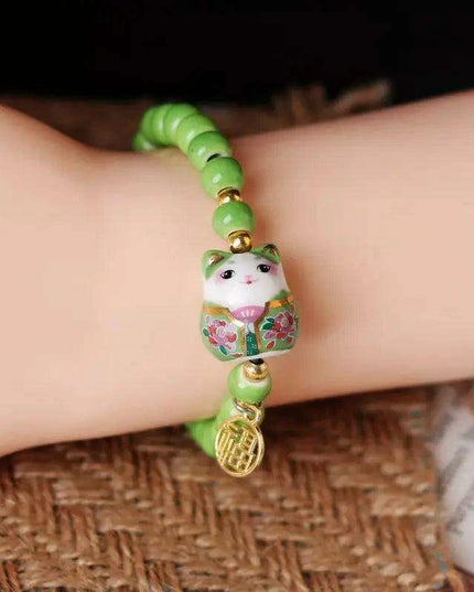Lucky Cat Beaded Bracelet - Adjustable Harajuku Fashion Statement for Trendy Girls