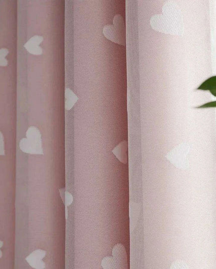Charming Heart-Embroidered Tulle Blackout Curtains for Baby Girls' Princess Rooms - Single Panel in Double Pink