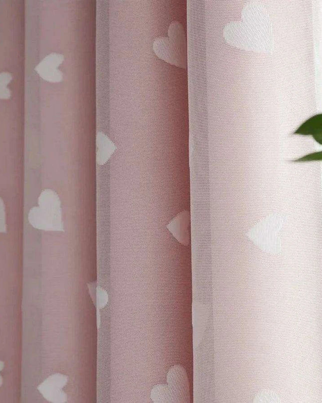 Charming Heart-Embroidered Tulle Blackout Curtains for Baby Girls' Princess Rooms - Single Panel in Double Pink