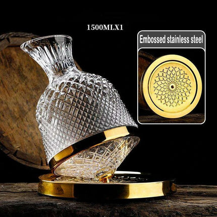 Elegant Rotating Crystal Wine Decanter Set for Optimal Aeration