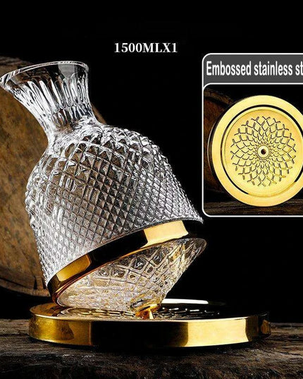 Elegant Rotating Crystal Wine Decanter Set for Optimal Aeration