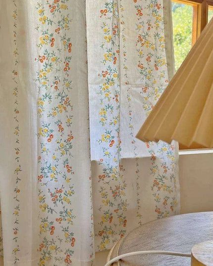 French Floral Cotton Rod Pocket Curtains for Kitchen & Bath – Retro Short Blinds & Partitions