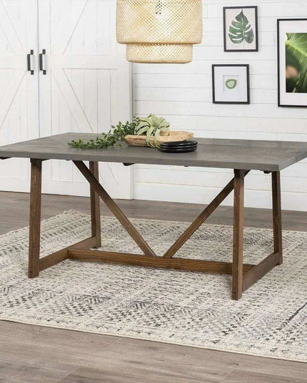 Charming Rustic Farmhouse Solid Pine Wood Dining Table - 72 Inch Modern Design in Grey/Brown for 6 Guests - 150 lbs Capacity