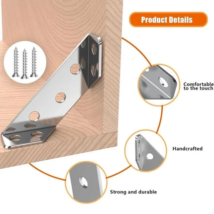 Thickened Stainless Steel 90° Angle Bracket — Furniture & Cabinet Connector