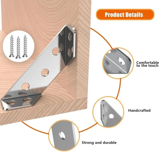 Thickened Stainless Steel 90° Angle Bracket — Furniture & Cabinet Connector