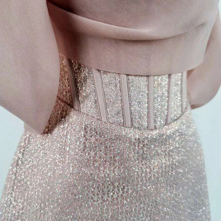 A-line Summer Mini Dress with Shawl & Zipper for Women's Evening