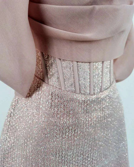 A-line Summer Mini Dress with Shawl & Zipper for Women's Evening