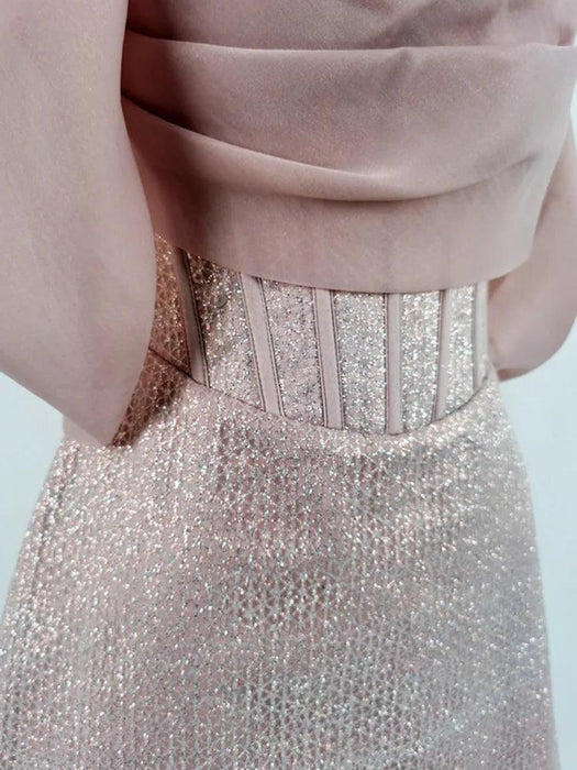 A-line Summer Mini Dress with Shawl & Zipper for Women's Evening