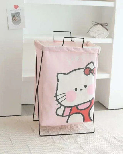 Hello Kitty Stylish Foldable Laundry Hamper: Sturdy Iron Frame & Waterproof Design - Spacious Organizer