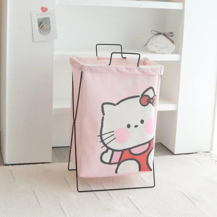 Hello Kitty Stylish Foldable Laundry Hamper: Sturdy Iron Frame & Waterproof Design - Spacious Organizer