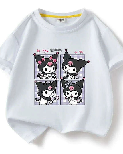 Kawaii Kuromi Anime Kids Summer T-Shirt - Cute Cartoon Tee for Boys and Girls