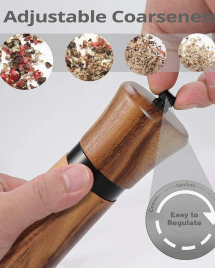 Customizable Ceramic Grinder Acacia Wood Pepper Mill for Gourmet Chefs
