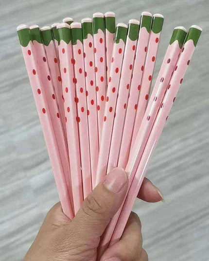 Sustainable Strawberry-Themed Ceramic Chopsticks - Stylish Non-Slip Utensils for Asian Dining