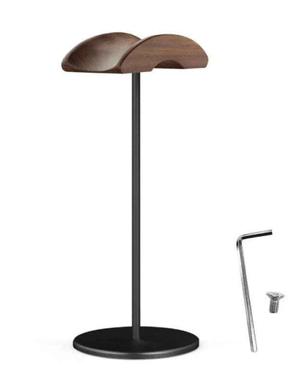 Stylish Walnut & Aluminum Alloy Headphone Stand - Modern Minimalist Earphone Holder for Desk Organization